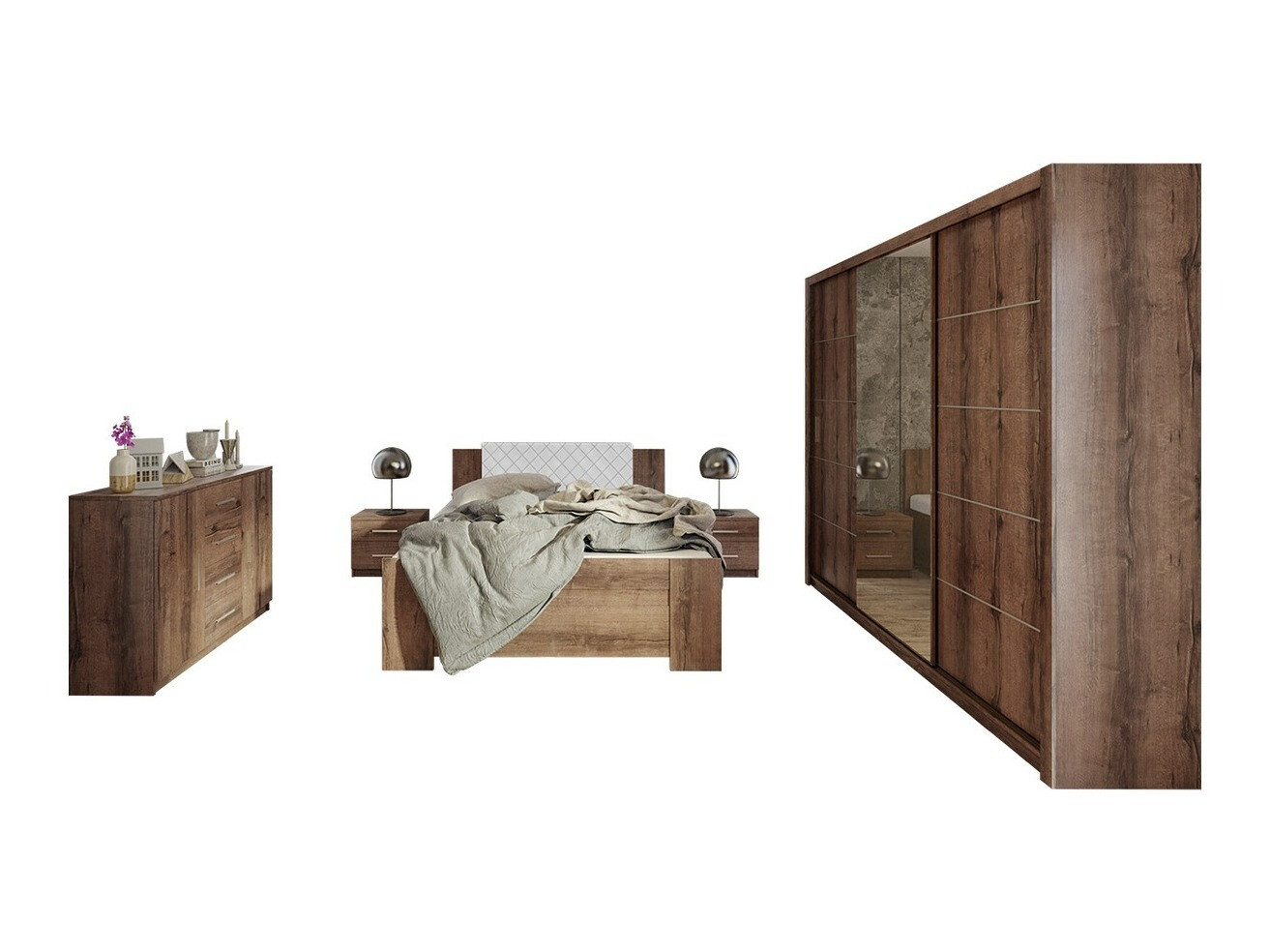 Slaapkamerset Catromi 116 (Klooster eik + Soft Pik 017)