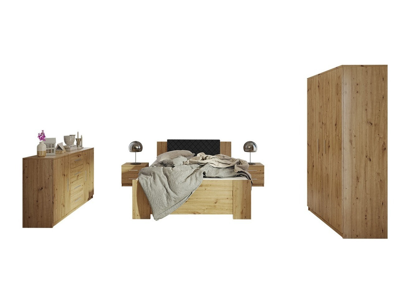 Slaapkamer set Catromi 122 (Artisan eiken + Soft Pik 011)