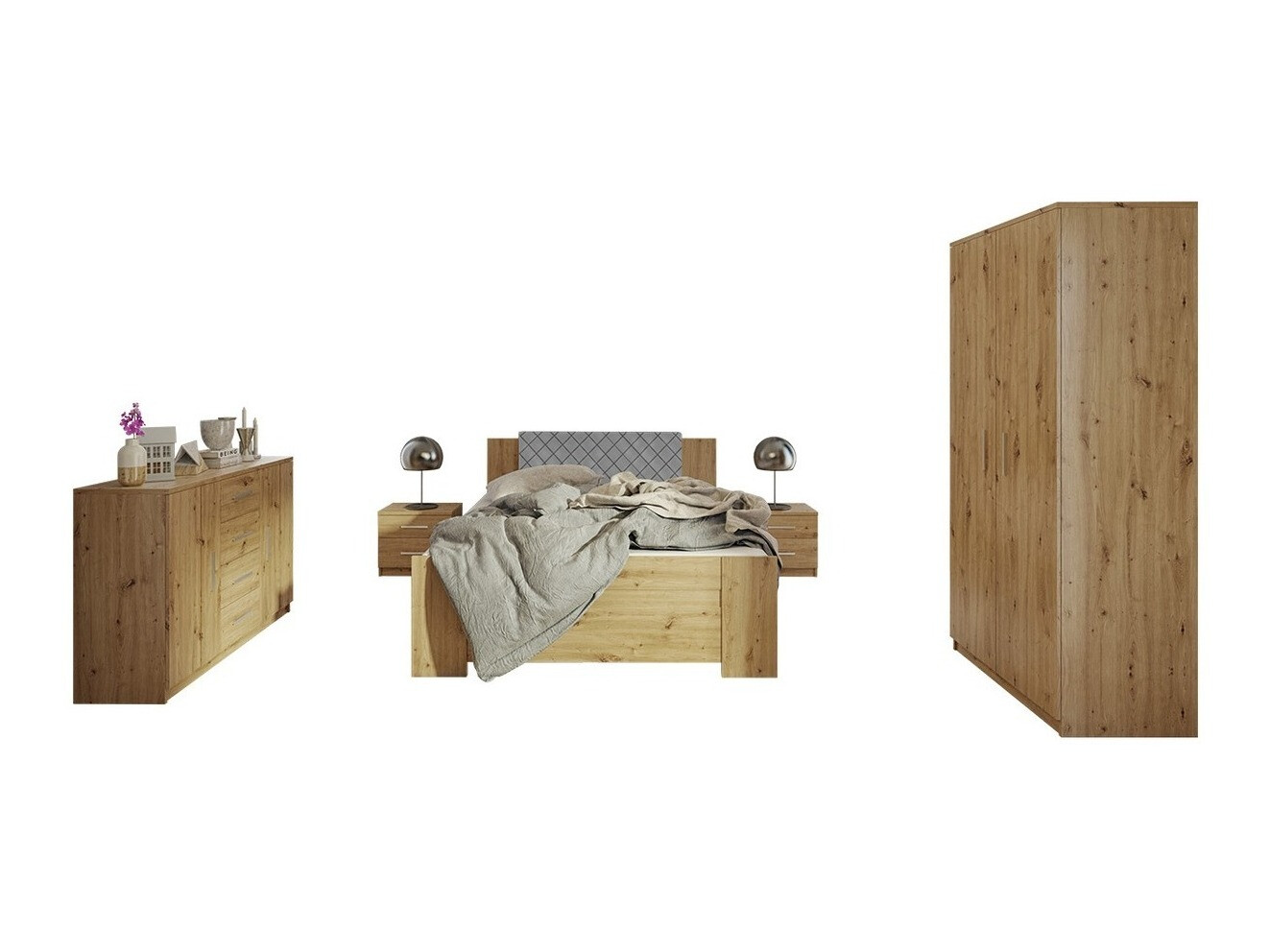 Slaapkamer set Catromi 122 (Artisan eiken + Soft Pik 029)