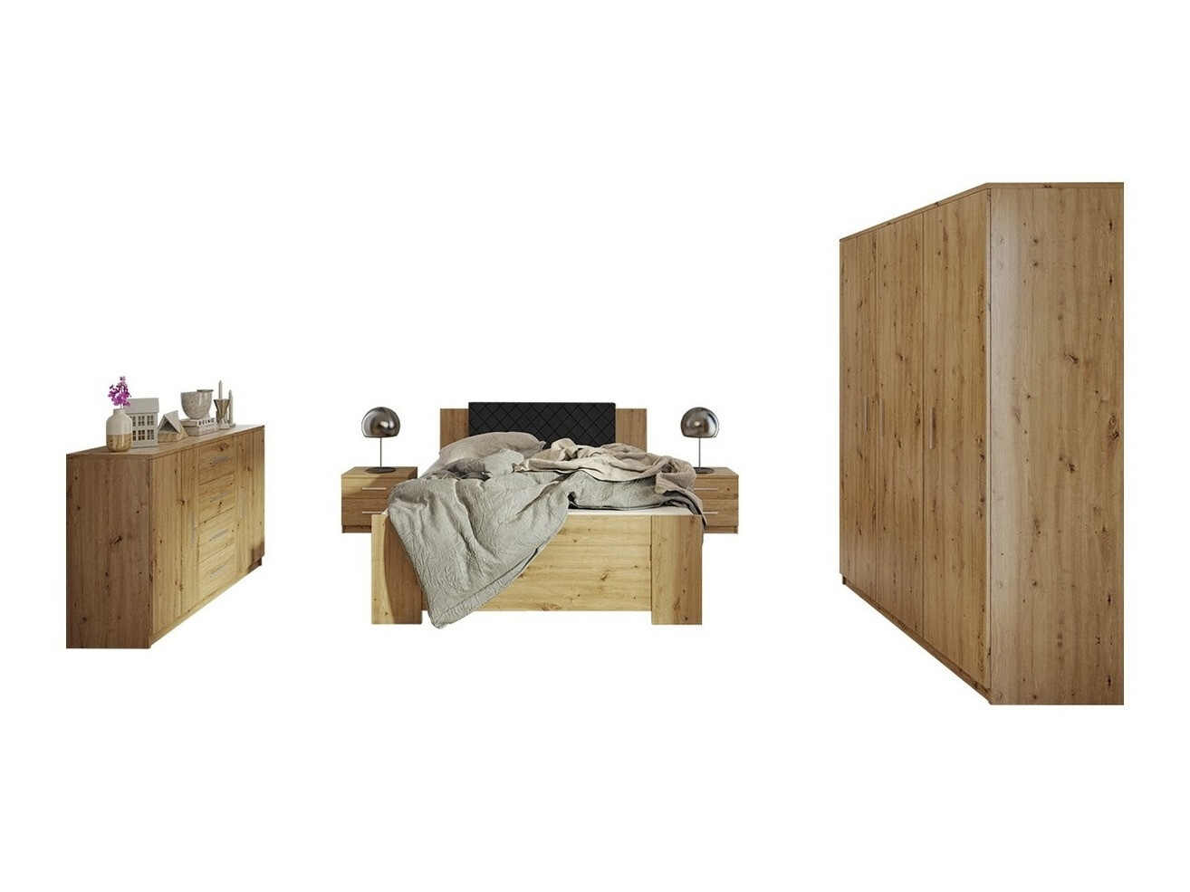 Slaapkamer set Catromi 123 (Artisan eiken + Soft Pik 011)