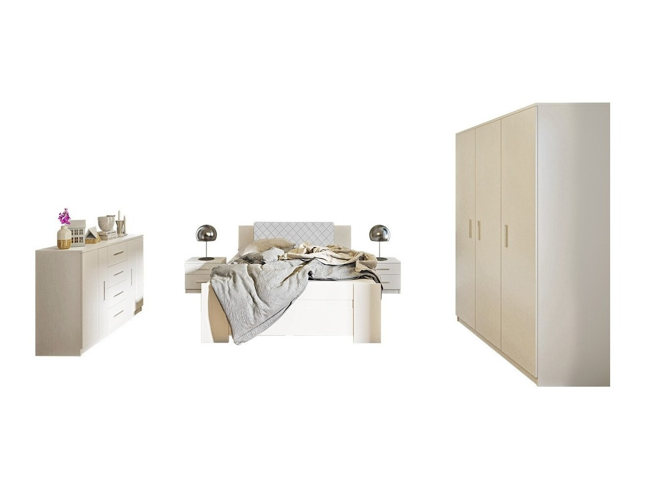 Slaapkamer set Catromi 123 (Wit + Soft Pik 017)