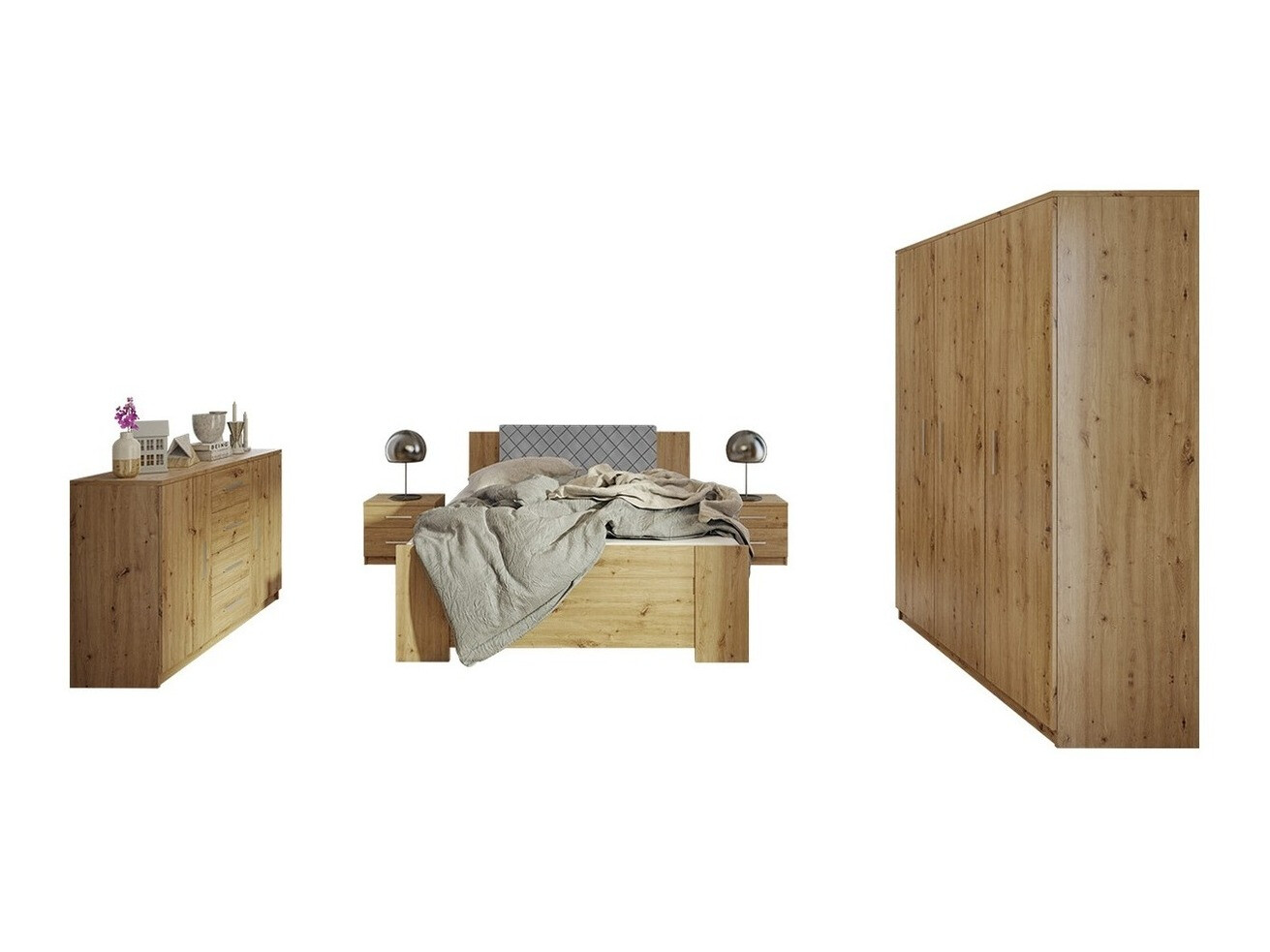 Slaapkamerset Catromi 123 (Artisan eiken + Soft Pik 029)
