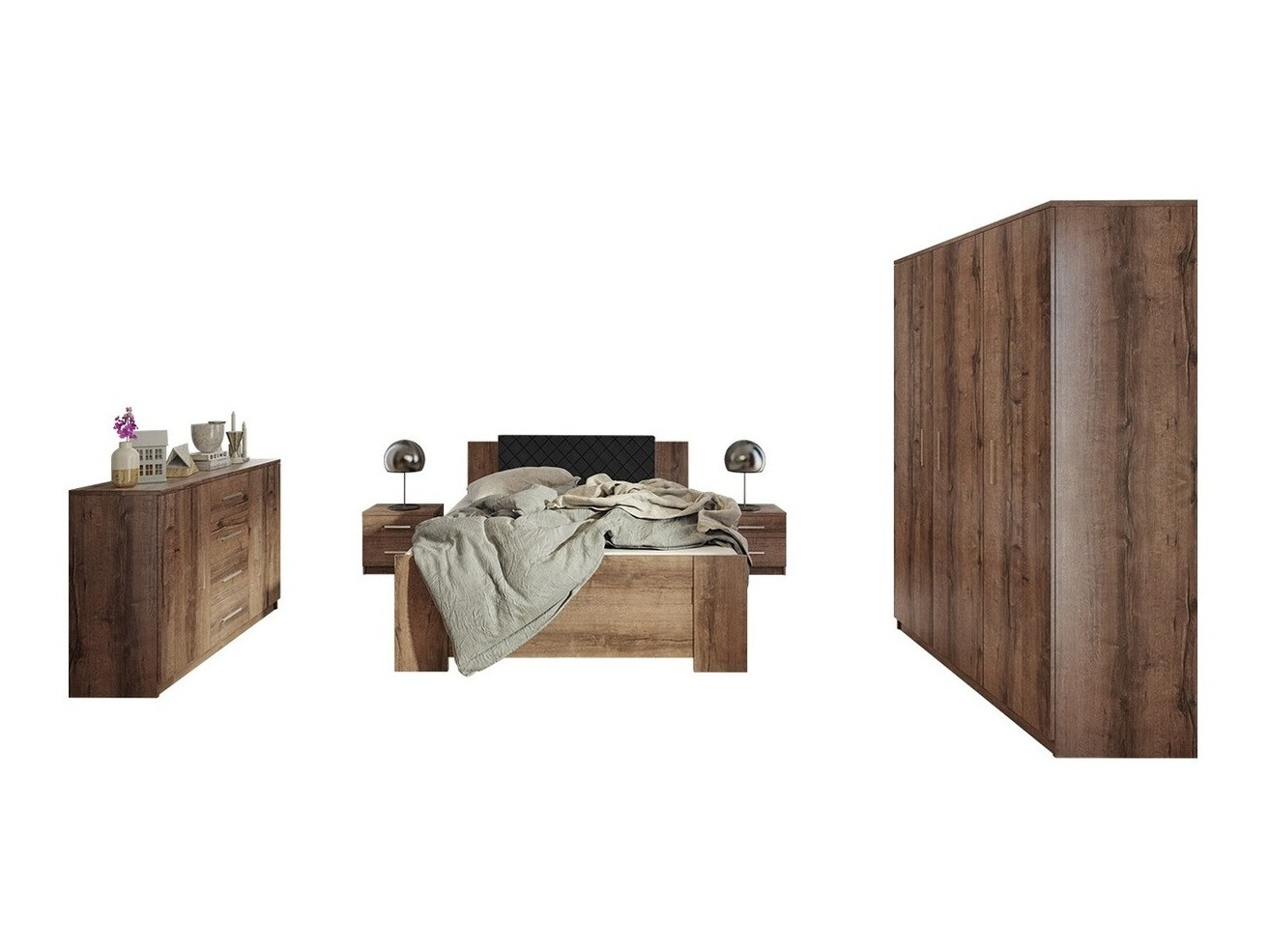 Slaapkamerset Catromi 123 (Klooster eik + Soft Pik 011)