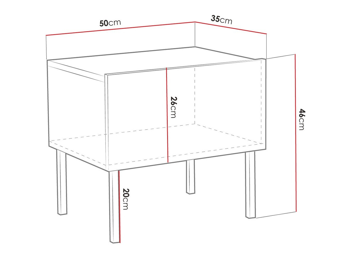 Nachtkastje Natar (Wit + Glanzend wit)