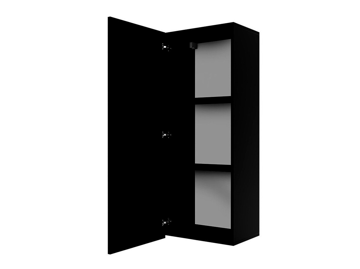 Wandkast Tivdalu 126 (Zwart + Glanzend zwart)