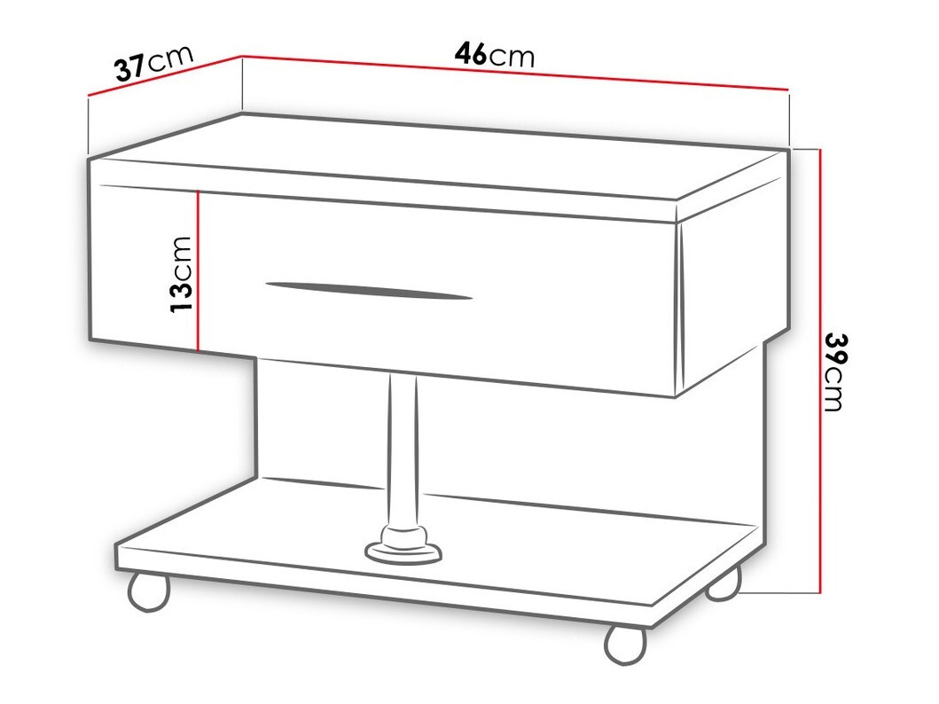 Nachtkastje Campus (Wit + Glanzend wit)