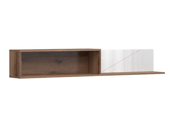 Wandplank Fivale 101 (Donker delano-eik + Glanzend wit)