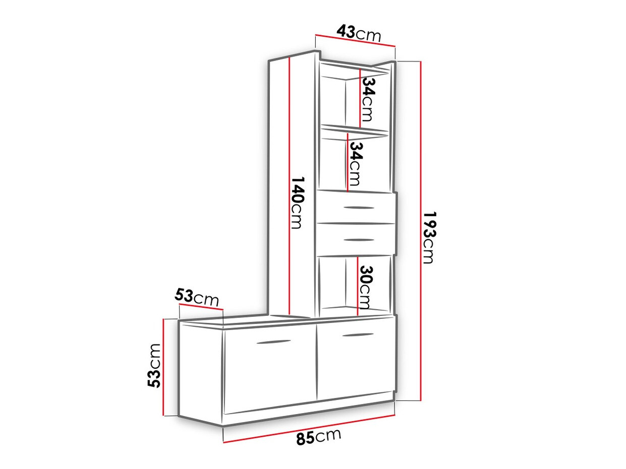 Boekenkast Salmere 105 (Wit + Glanzend wit)