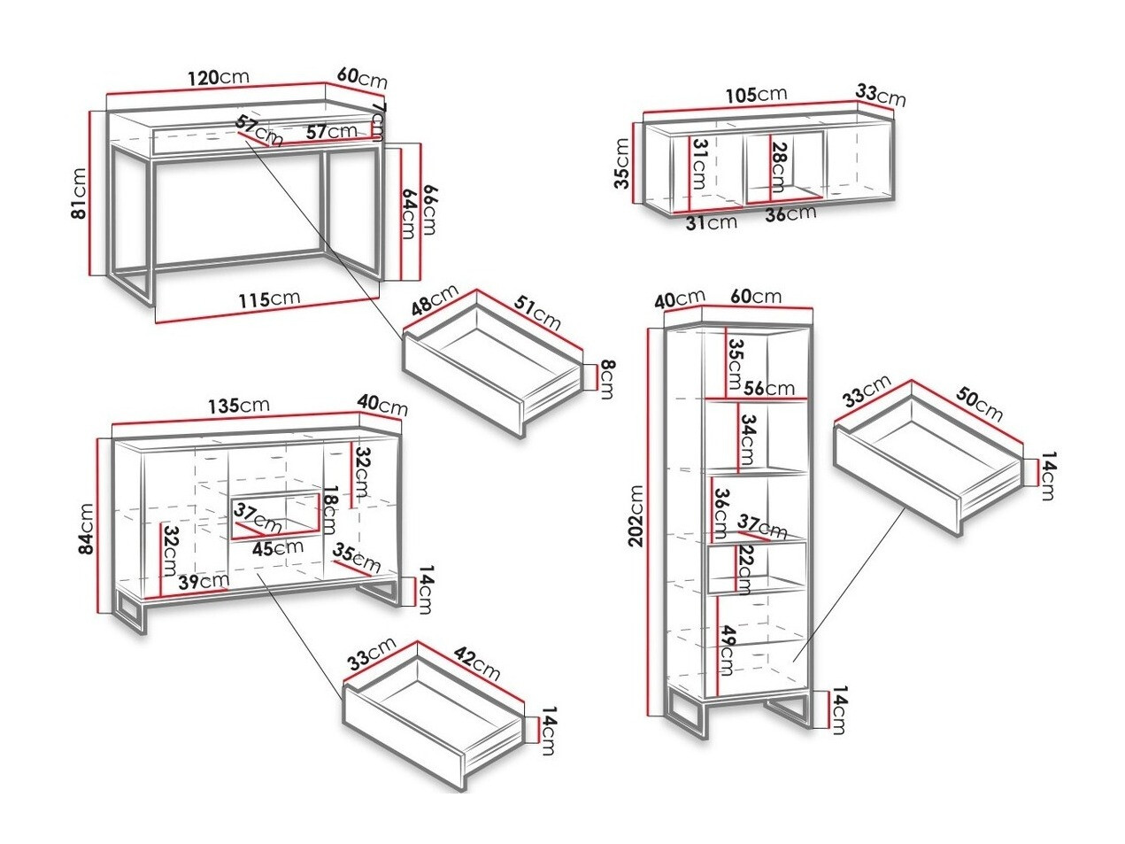 Thuiskantoorset Baltesi 116 (Wit + Artisan eiken)