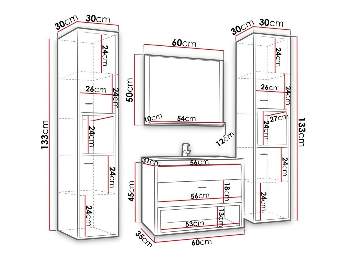 Badkamerset Velum II (Wit + Artisan eiken)