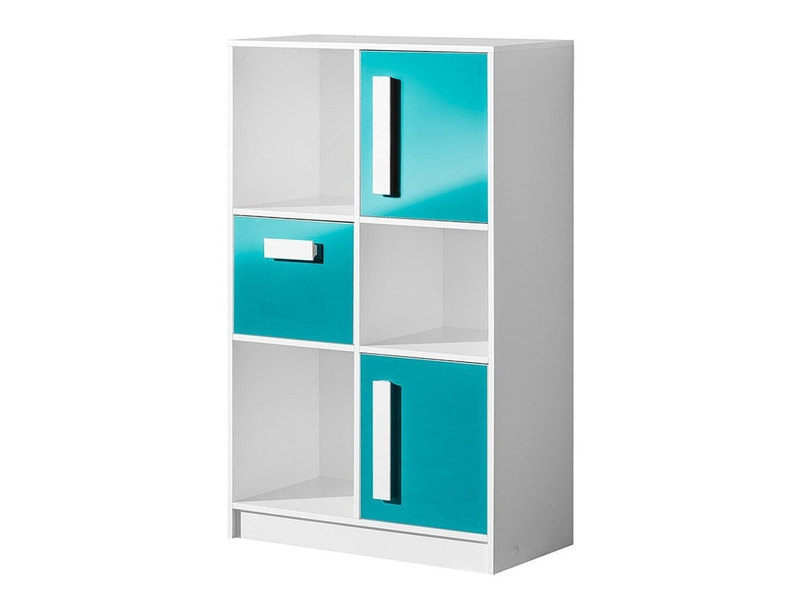 Boekenkast Merevari 101 (Wit + Glans Turquoise)