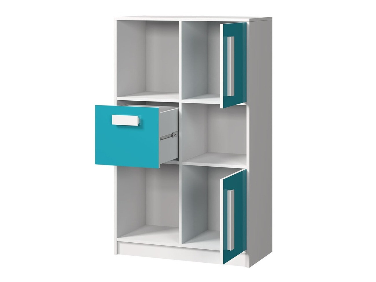 Boekenkast Merevari 101 (Wit + Glans Turquoise)
