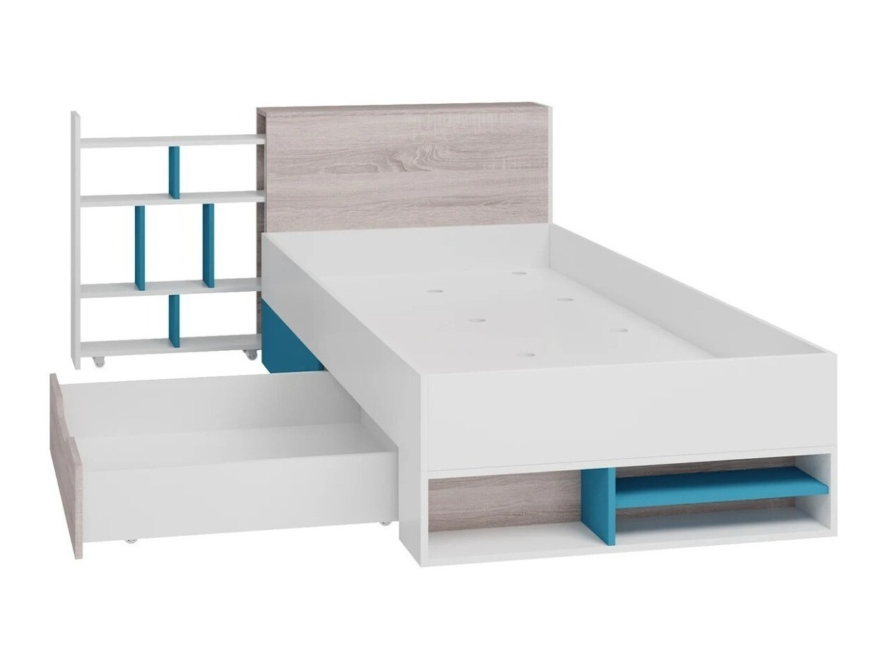 De reeks van de kinderkamer Camteso 114 (Wit + Eiken + Turquoise)