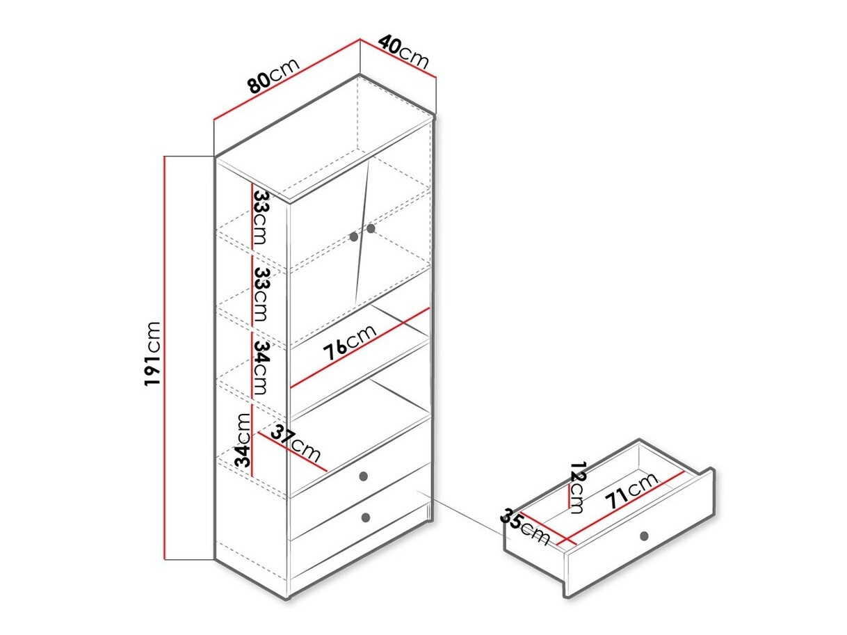 Boekenkast Almira 103 (Artisan eiken + Wit + Grijs)