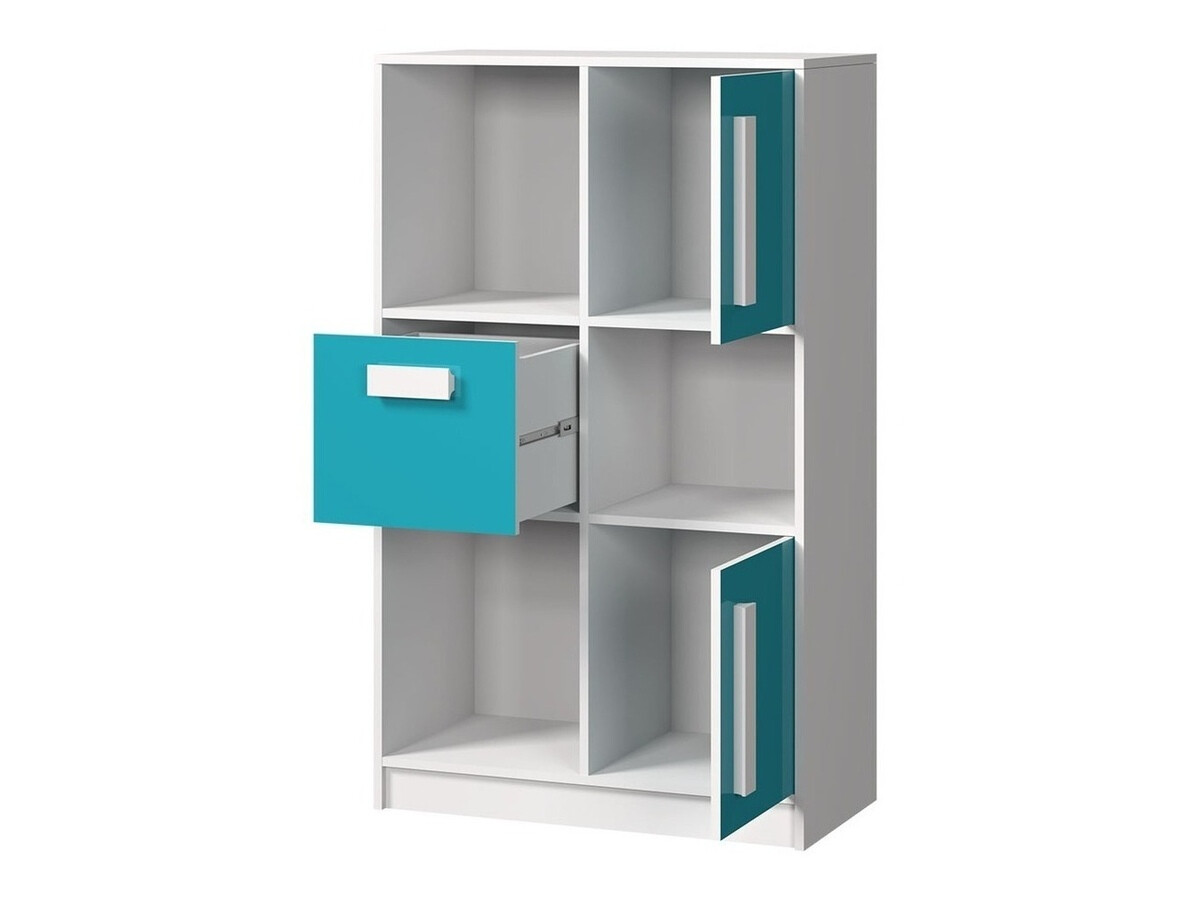 De reeks van de kinderkamer Merevari 107 (Wit + Glans Turquoise)