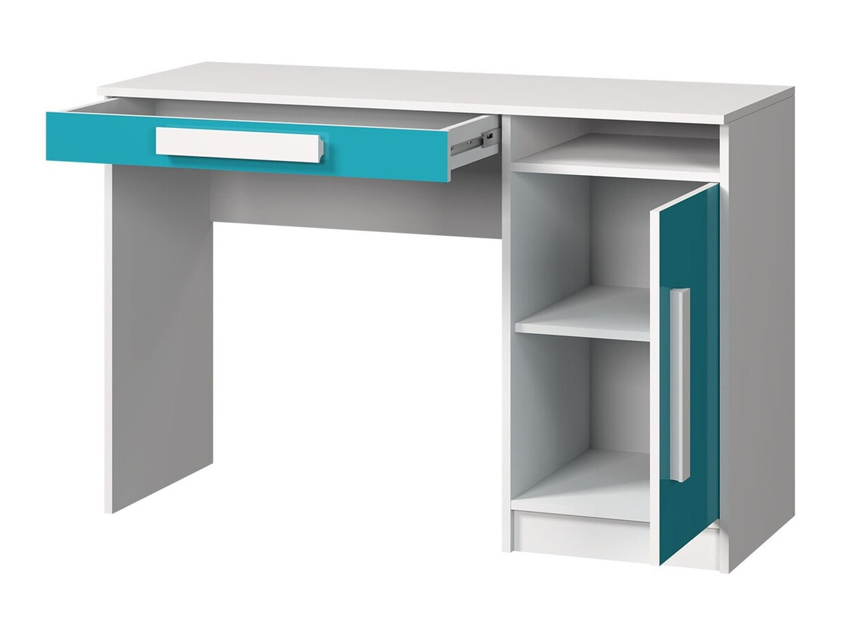 De reeks van de kinderkamer Merevari 107 (Wit + Glans Turquoise)