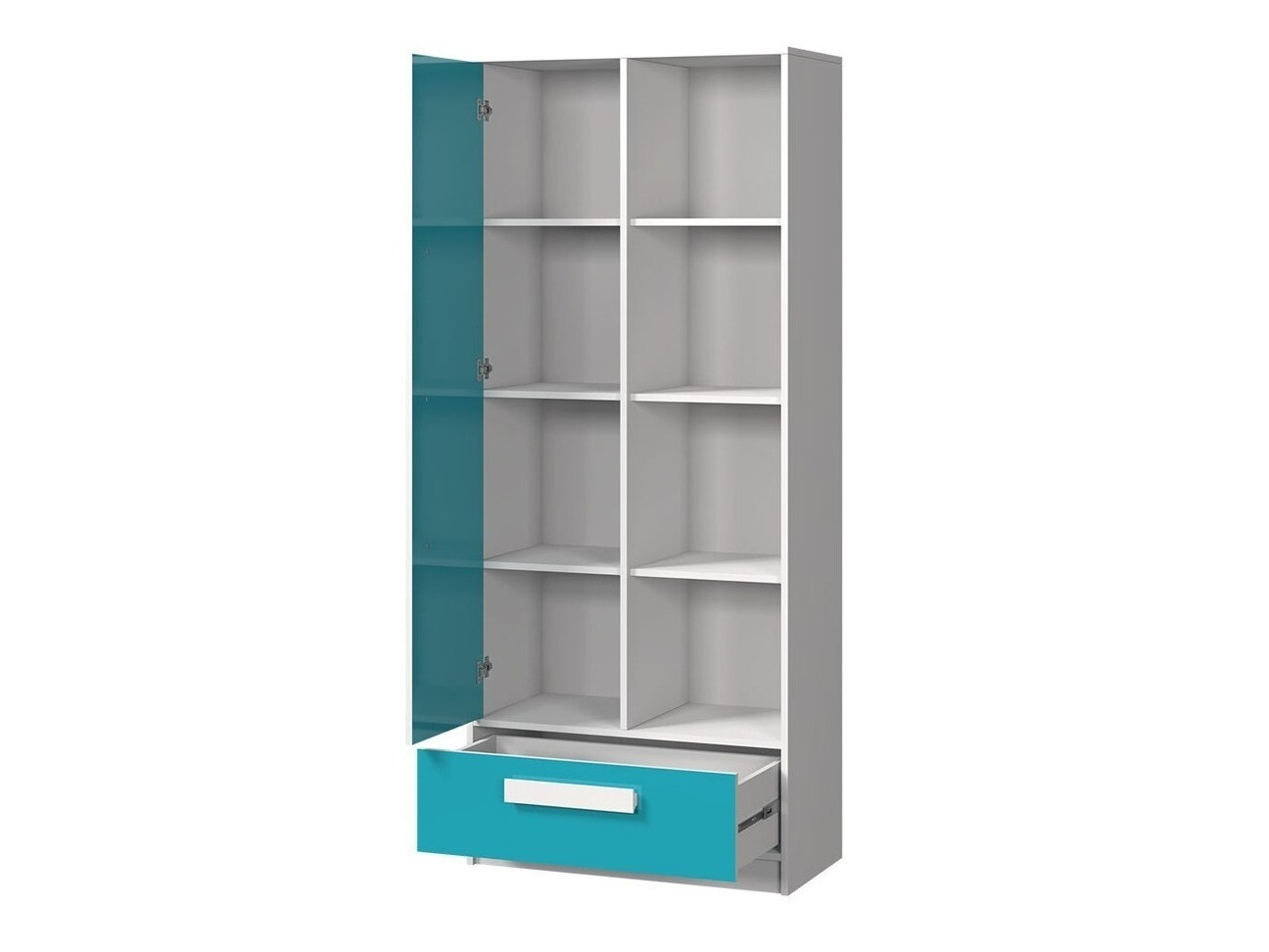 De reeks van de kinderkamer Merevari 107 (Wit + Glanzend wit + Grijs)