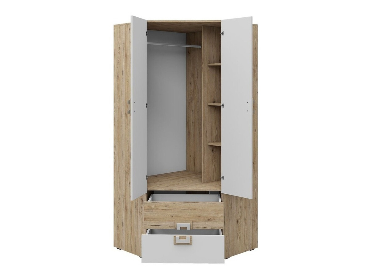 Meubelset Tolfere 106 (Licht eiken + Wit + Turquoise)