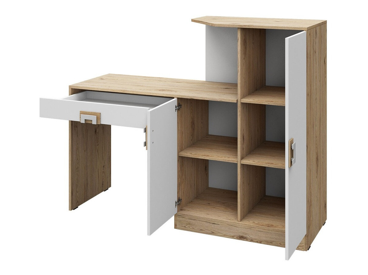Meubelset Tolfere 106 (Licht eiken + Wit + Turquoise)