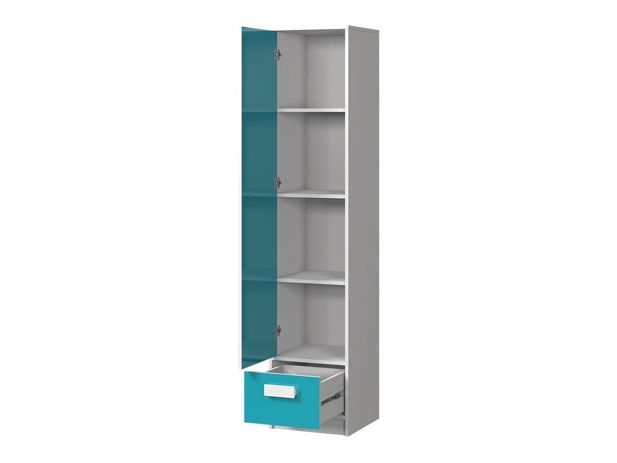 De reeks van de kinderkamer Merevari 108 (Wit + Glans Turquoise)