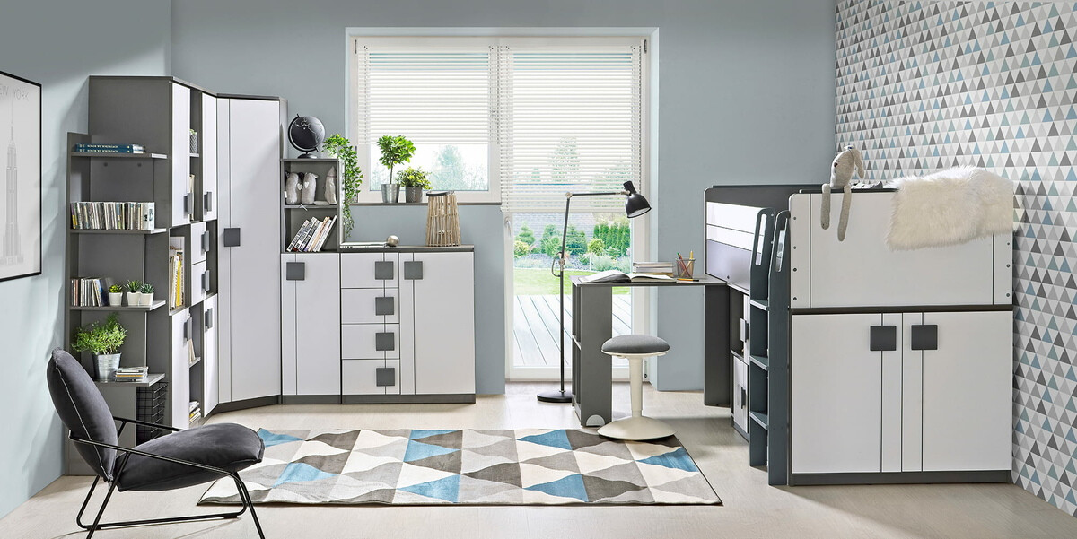 Ladekast Elmenou 102 (Wit + Antraciet)