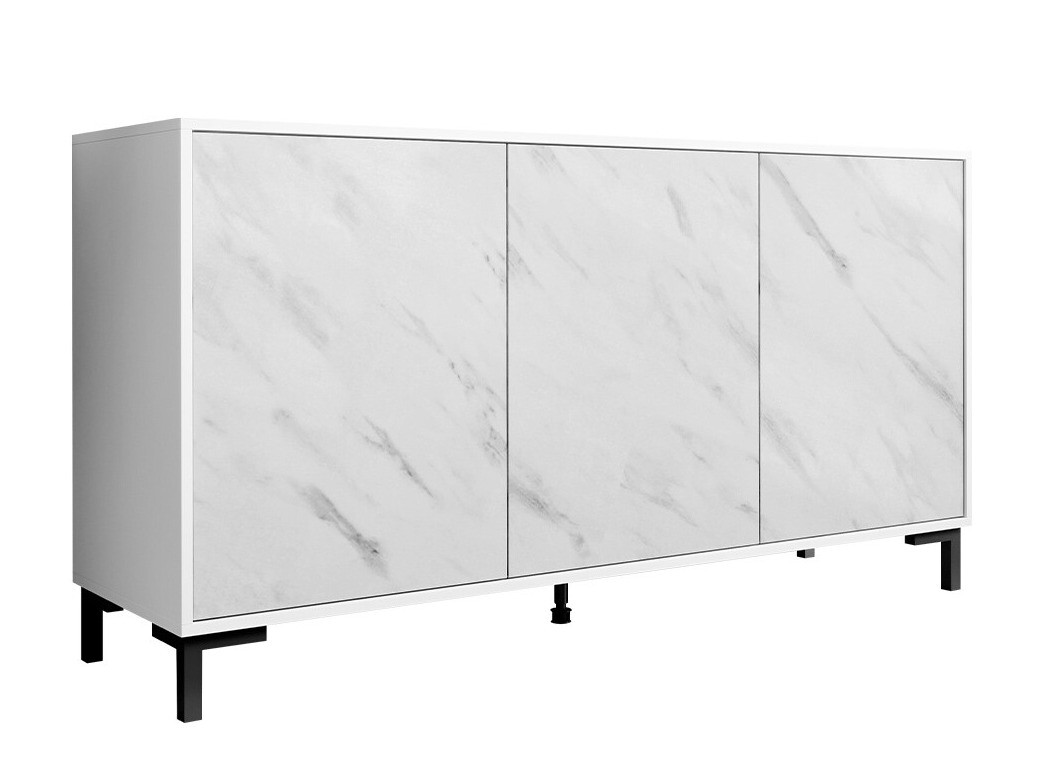 Dressoir Charlotte 159 (Wit + Wit marmer)