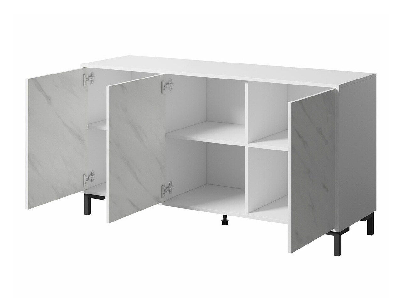 Dressoir Charlotte 159 (Wit + Wit marmer)