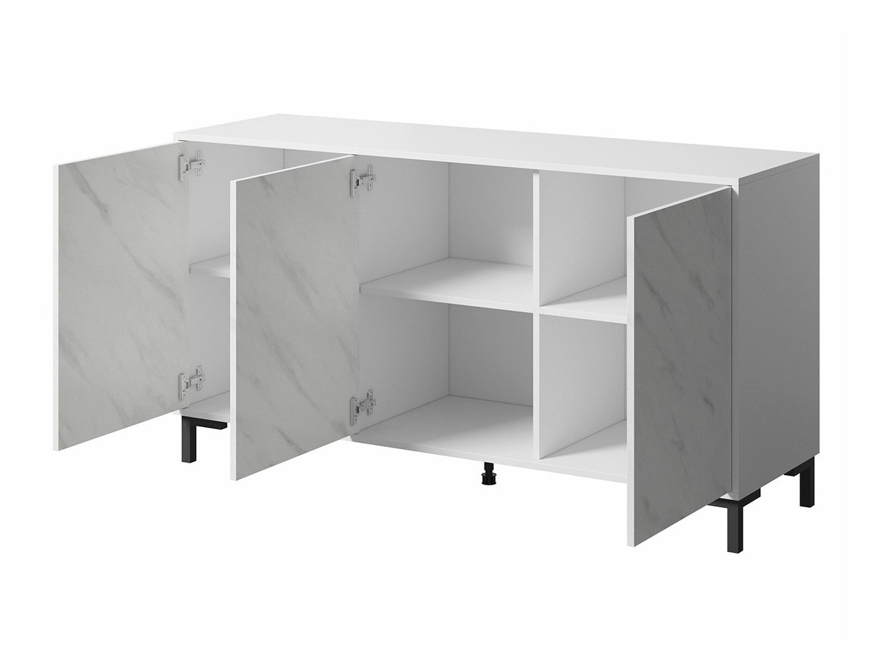 Dressoir Charlotte 159 (Zwart + Zwart marmer)