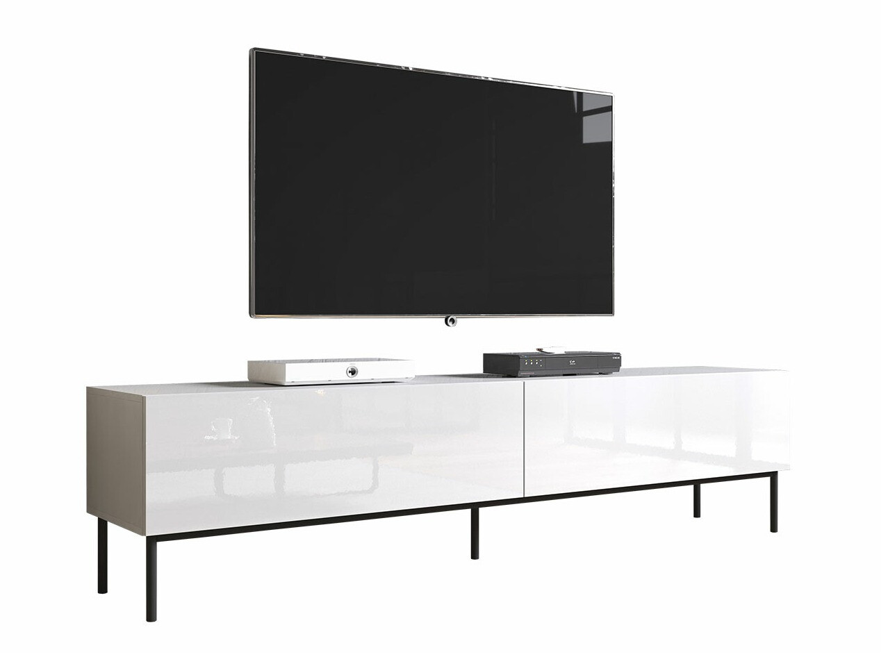 TV-meubel Charlotte 160 (Wit + Glanzend wit + Zwart)