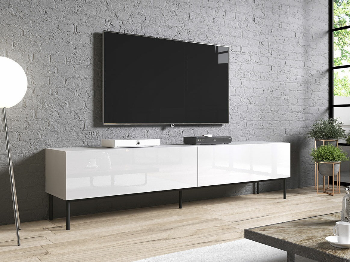 TV-meubel Charlotte 160 (Wit + Glanzend wit + Zwart)