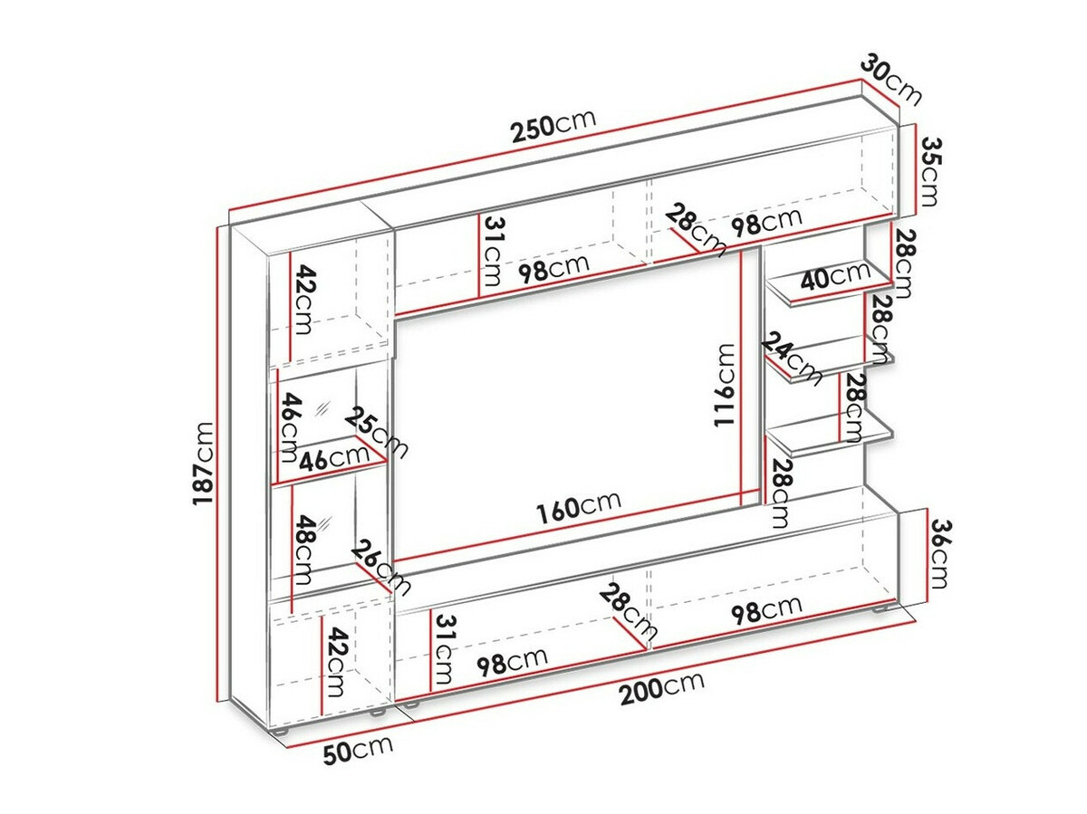 Woonkamerset Comfivo 210 (Wit + Beton)