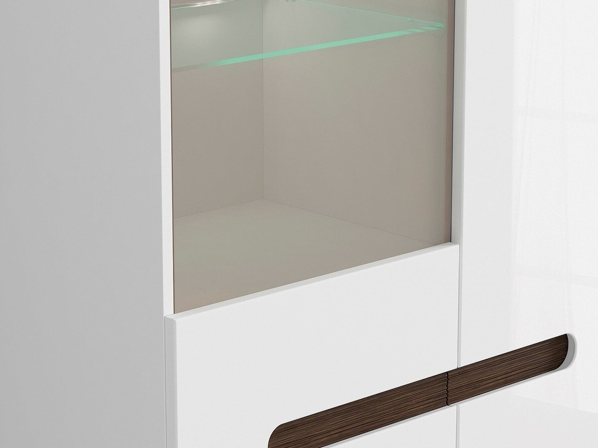 Boekenkast Serveso 114 (Wit + Glanzend wit)