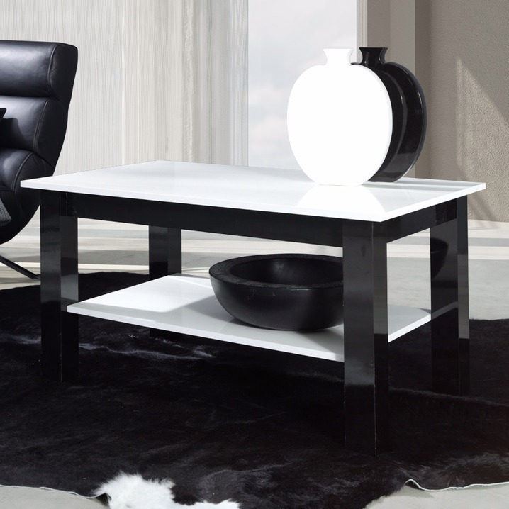 Salontafel Murrieta 114 (Glanzend wit + Glanzend zwart)