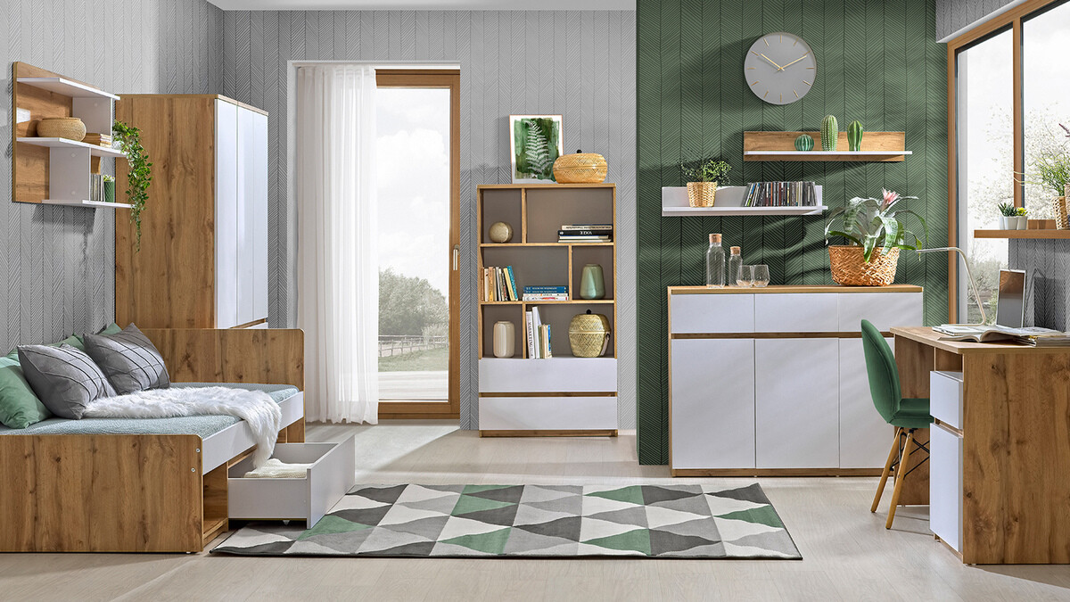 Boekenkast Evaropha 101 (Wotan eik + Wit)