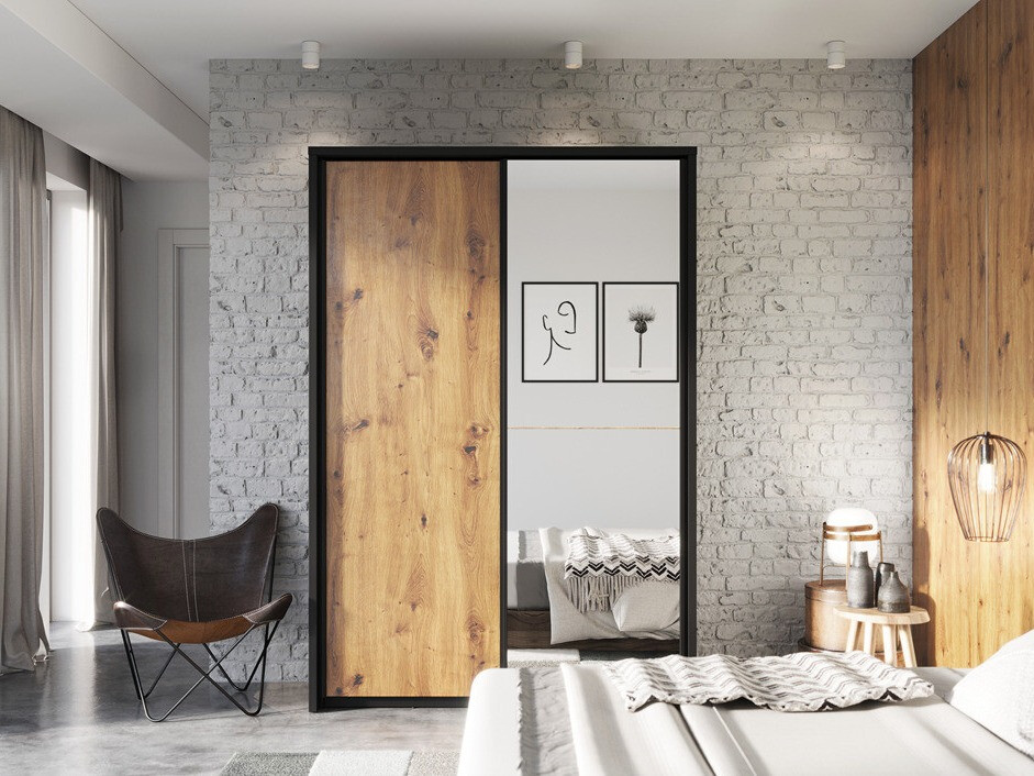 Kledingkast Fresno 122 (Artisan eiken + Zwart)