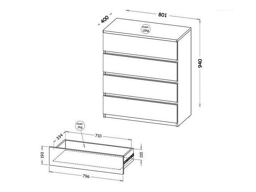 Ladekast Evaropha 104 (Wotan eik + Wit)
