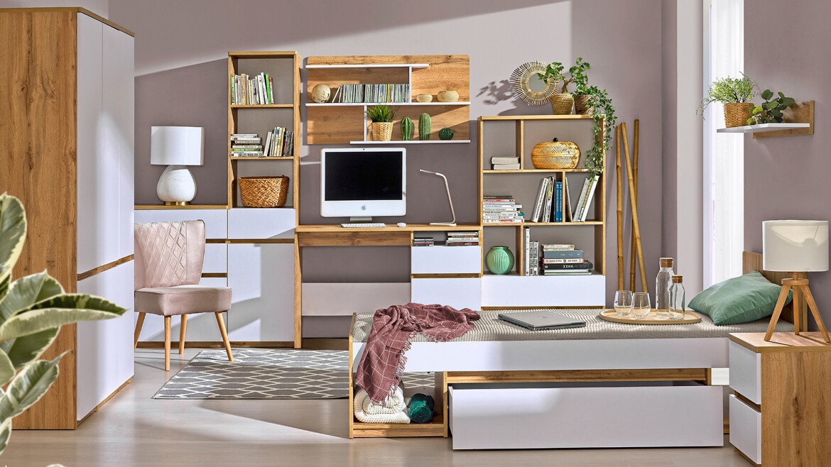 Nachtkastje Evaropha 109 (Wotan eik + Wit)