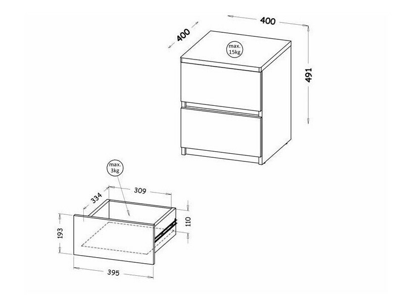 Nachtkastje Evaropha 109 (Wotan eik + Wit)