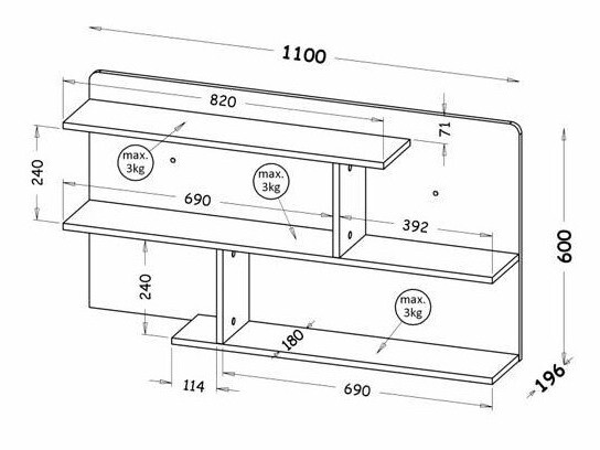 Wandplank Evaropha 111 (Wotan eik + Wit)