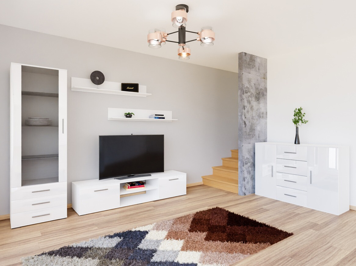 Woonkamerset Tornola 108 (Wit + Glanzend wit)