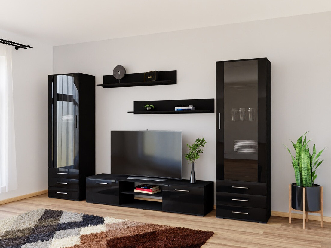 Woonkamerset Tornola 109 (Zwart + Glanzend zwart)