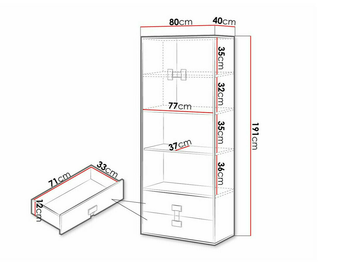 Boekenkast Florevi 112 (Glanzend wit + Artisan eiken)