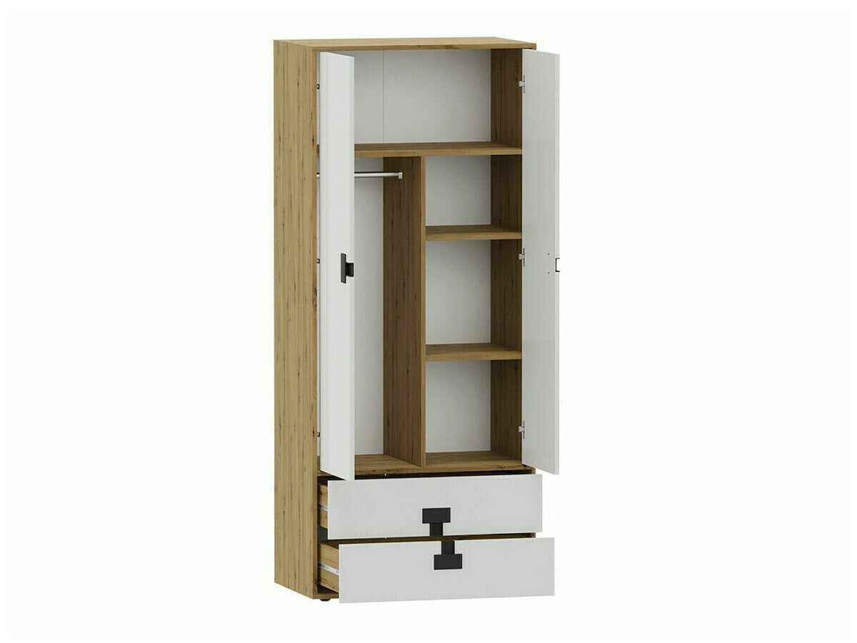 Kledingkast Florevi 113 (Grijs met glans + Artisan eiken)