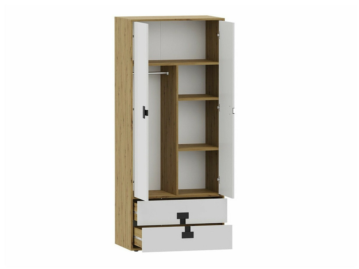 Kledingkast Florevi 113 (Mat wit + Artisan eiken)