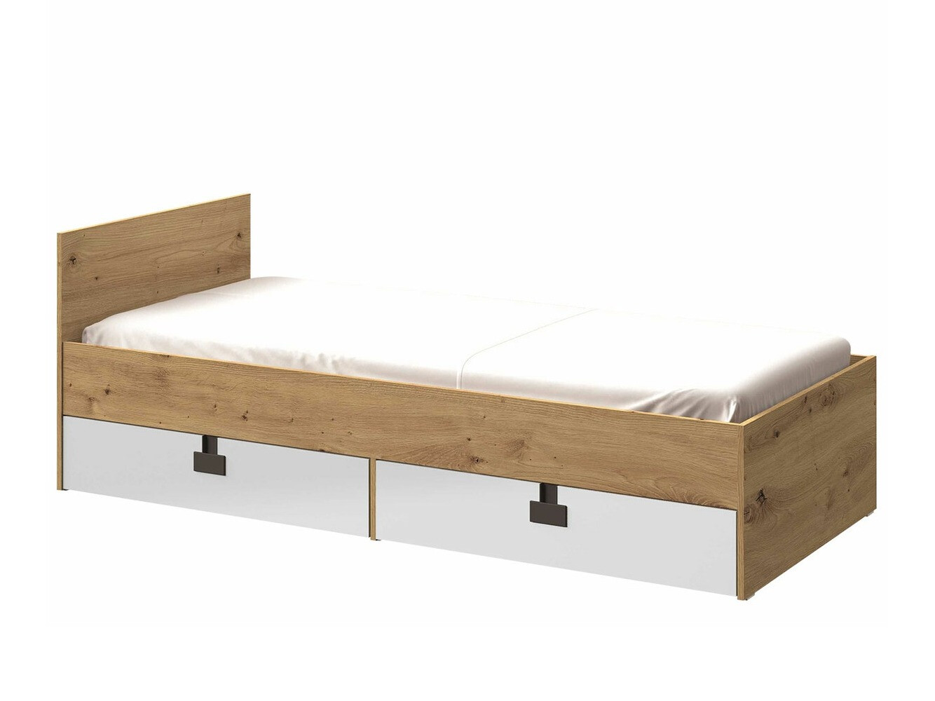 Bed Florevi 106 (Glanzend wit + Artisan eiken)