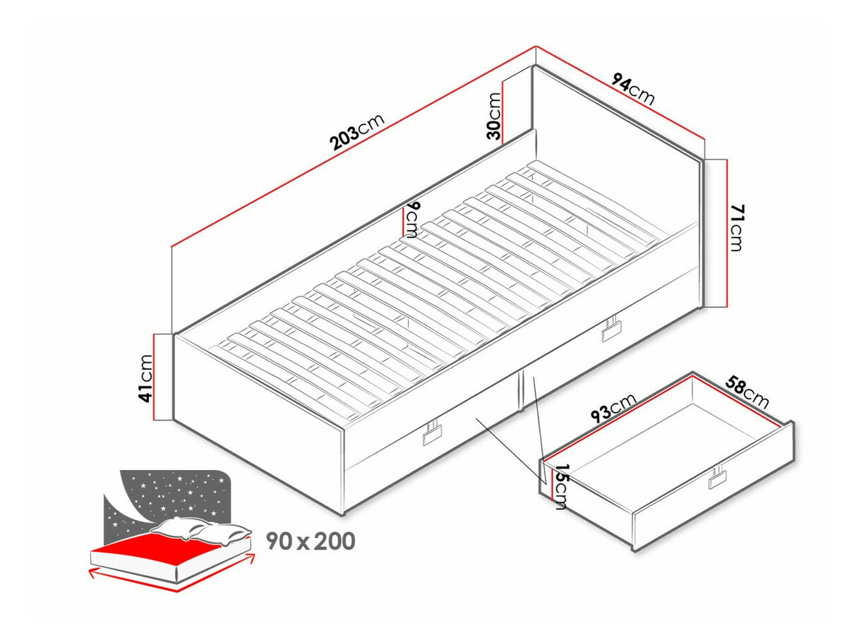 Bed Florevi 106 (Mat wit + Artisan eiken)