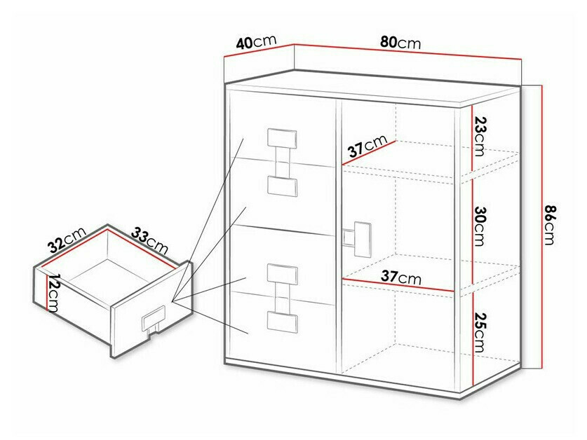 Ladekast Florevi 103 (Mat wit + Artisan eiken)