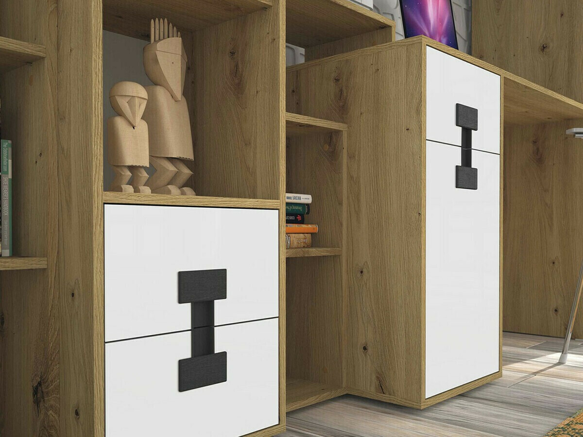 Meubelset Florevi 105 (Mat wit + Artisan eiken)