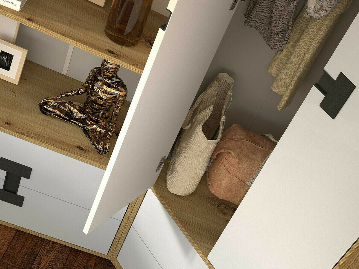 Meubelset Florevi 105 (Mat wit + Artisan eiken)