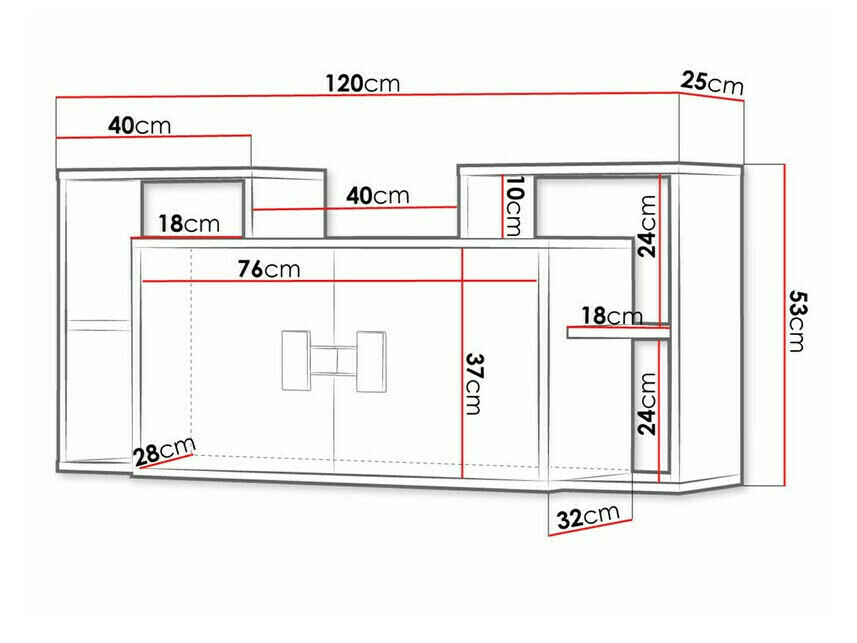 Wandkast Florevi 107 (Mat wit + Artisan eiken)